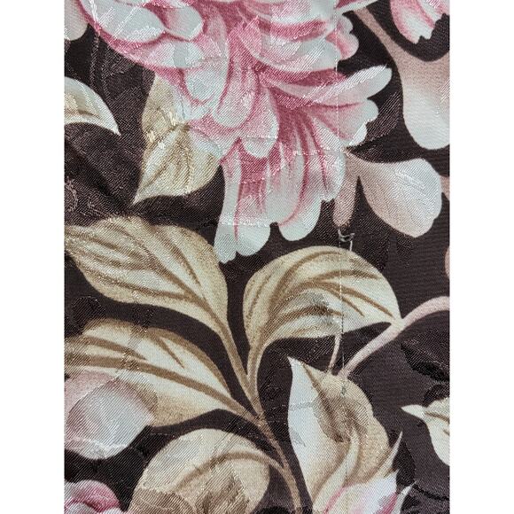 Floral Rose Brown Satiny Vintage Robe Kimono size Small - Picture 7 of 9